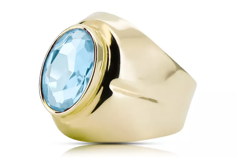 Винтаж изделия Кольцо Аквамарин 14-кв Желтое золото vrc296y